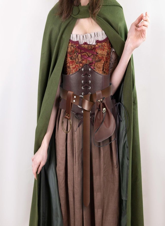 SUMGOGO Womens Corset Belt Belt Pouch Waist Bag Fanny Pack Coin Purse Medieval Renaissance Costume Accessories (Brown, S-Waist/25.6"-34") - Image 2